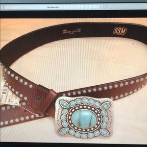 SSM New brown studded leather belt